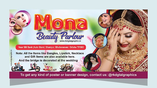 Enhance Your Salon's Charm with Our Exquisite Mona Beauty Parlour Flex Banner PSD Template!