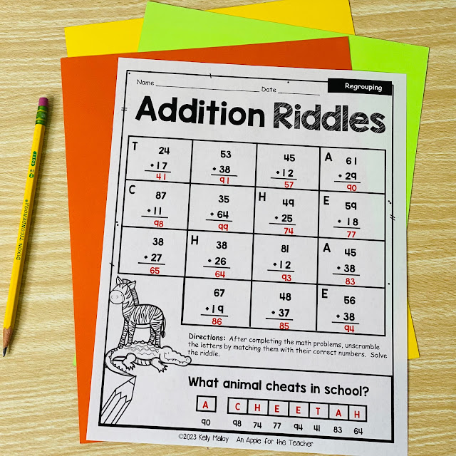 2-Digit Addition with Engaging Math Riddles For 2nd Graders Worksheets