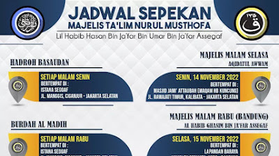 Jadwal Majlis Nurul Musthofa 13-19 November 2022