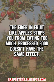 The fiber in fruit like apples stops you from eating too much. Processed food doesn't have the same effect.