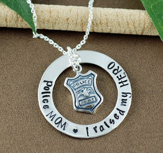 Proud Police Mom Necklace, I raised my HERO Personalized Necklace, Police Mom Jewelry, Gift for Police Mom, Police Shield Jewelry