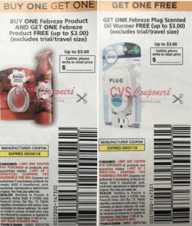 BOGO FREE Febreze Product Coupon from "P&G" insert week of 8/25."limit 2"up to $3.00 value (EXP:9/7).