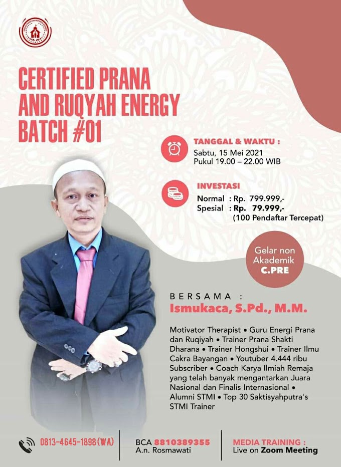 Gelar Non Akademik Certified Prana And Ruqyah Energy
