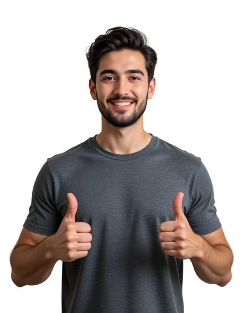 boy showing thumbs up