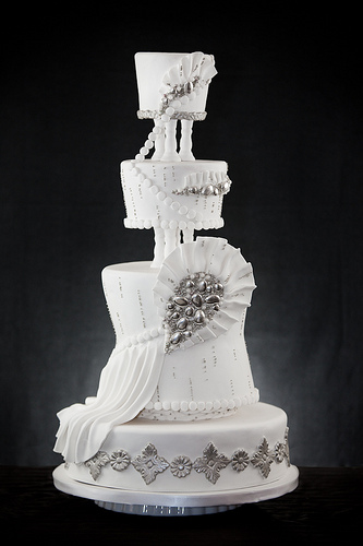 Silver and White Wedding Cake To see daily pictures recipes tips and more 