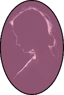 Oval ethery girl shadow head.