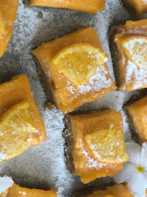 Photographs of orange bars (eggless )
