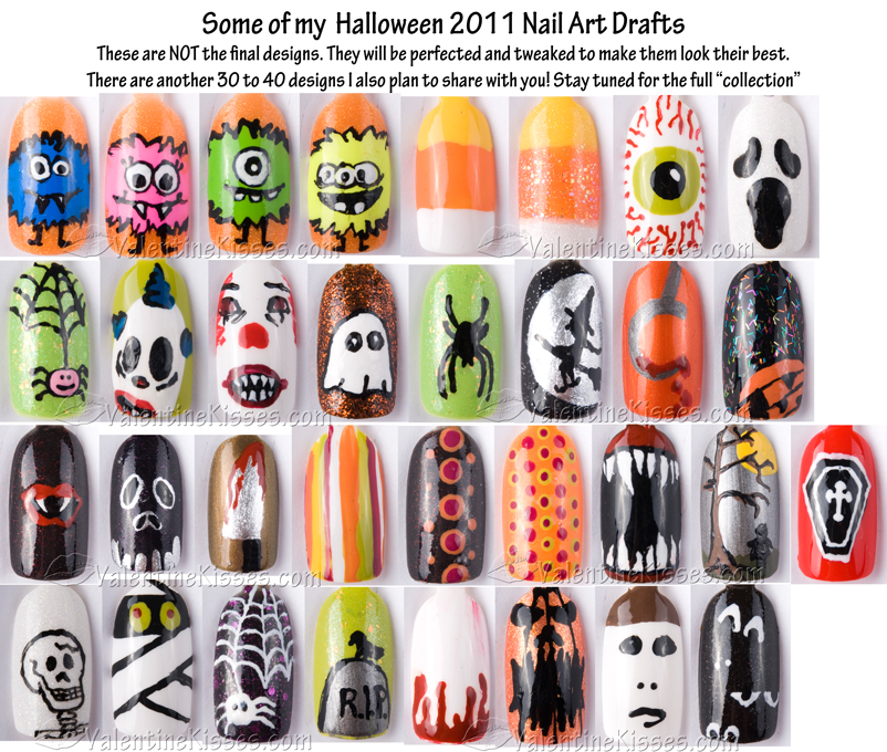 Valentine Kisses: Halloween Nail Art -- a preview of 33 designs!