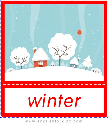 Winter - printable Christmas and winter season flashcards