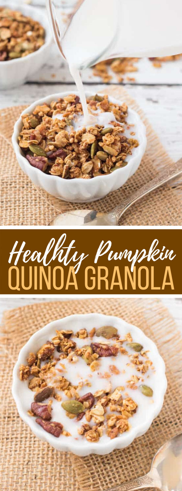 Healthy Pumpkin Quinoa Granola #breakfast #lowfat