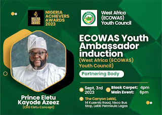 Amb Prince Eletu Azeez ceo Eletu Concepts inducted as one of ECOWAS YOUTH Ambassador