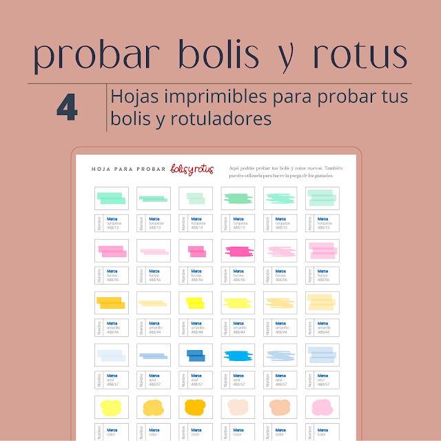 hoja probar bolis y rotuladores