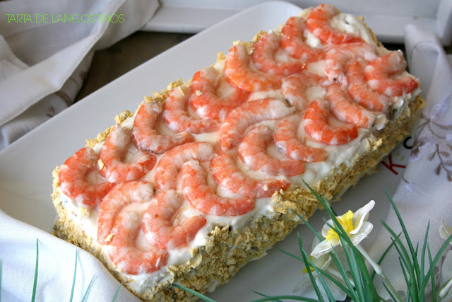 Tarta de langostinos, ensaladilla de langostinos