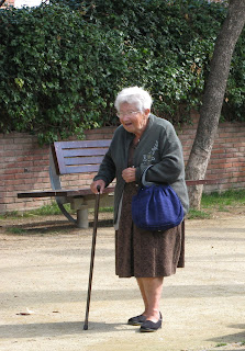 old woman with cane