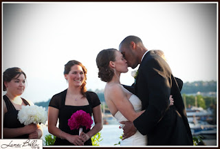 The kiss that sealed Karen & Chris's wedding - Ceremony officiated by Patricia Stimac, Seattle Wedding Officiant