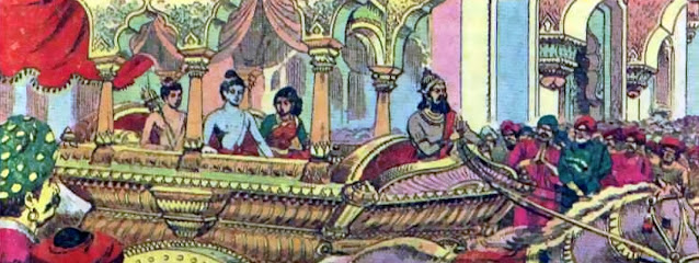 Lakshmana Rama Sita Sumantra in chariot