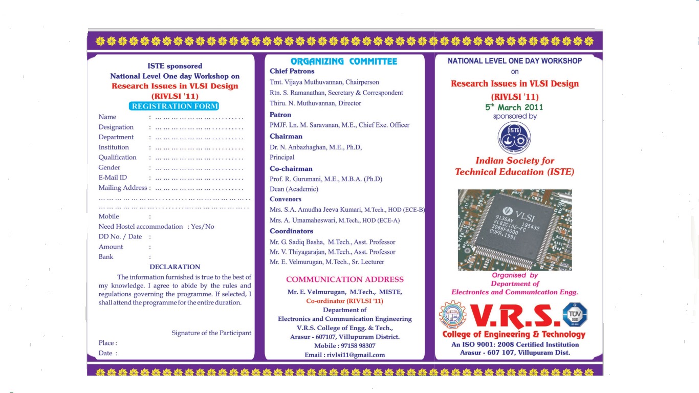 A Workshop on VLSI at VRScet