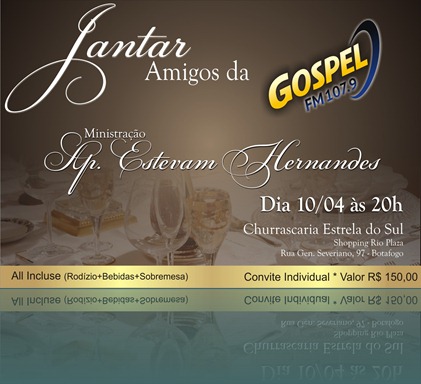 Convite Jantar Amigos da Gospel