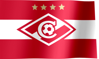 The waving flag of FC Spartak Moscow with the logo (Animated GIF) (Флаг ФК Спартак Москва гифка)