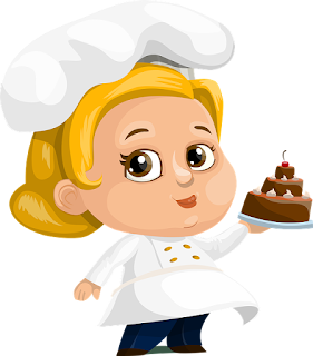 Female Chef Cartoon - Cake