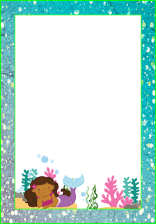 Sweet Mermaids: Free Printable Frames, Invitations, Cards or Labels.