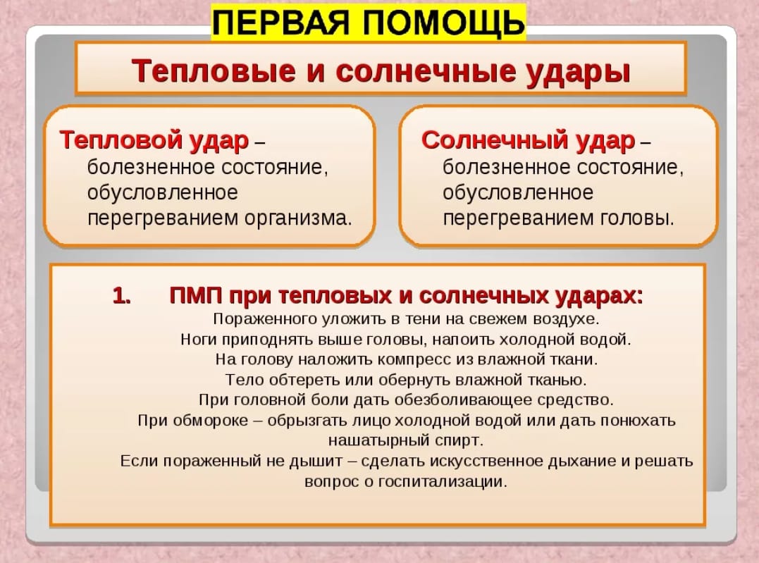 Первая помощь при тепловом ударе обж