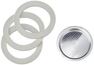 Bialetti 3 Replacement Seals and 1 Filter for 2 Cup Moka Express  Blister Pack109744