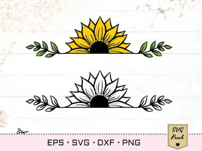 Half Sunflower SVG Border