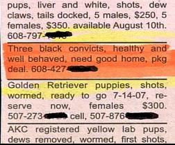 funny ads three black convicts for sale in package deal pic