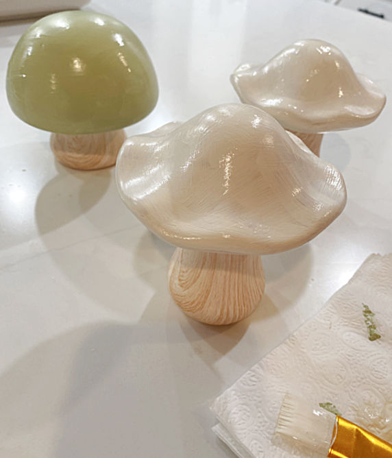 painted mushrooms in white and green