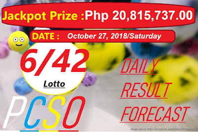 October 27, 2018 6/42 Lotto Result