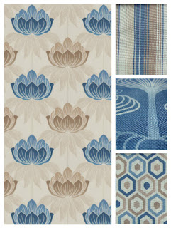 Blue Floral Curtain Fabric