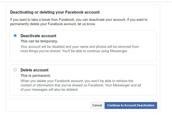 كيفية إلغاء تنشيط أو حذف حساب Facebook الخاص بك على سطح المكتب