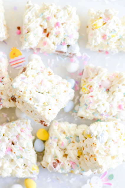 Easter popcorn with mini Cadbury Easter Eggs and marshmallows