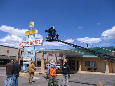 On set The Canyon, Williams AZ