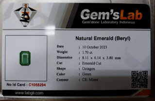 Batu Permata Natural Zamrud Emerald Beryl ZR013 Ikatan Perak Mewah Tabur