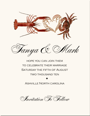 Documents and Design Lobster and Crab Wedding Invitation