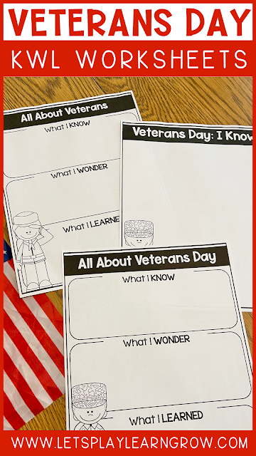 Veterans Day KWL Printable Worksheets