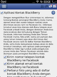 cara pengaturan facebook pada blackberry