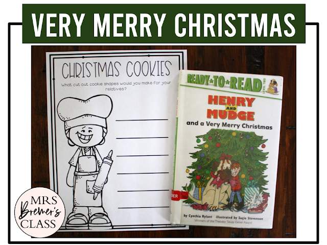 Henry and Mudge and a Very Merry Christmas book activities unit with literacy printables, reading companion activities, and lesson ideas for First Grade and Second Grade