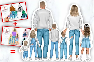 Family clipart, dad with kids, clipart for creating a portrait of a family with one or two three children.  Family clipart, dad with kids,  Family clipart, dad with kids, clipart for creating a portrait of a family  Family clipart