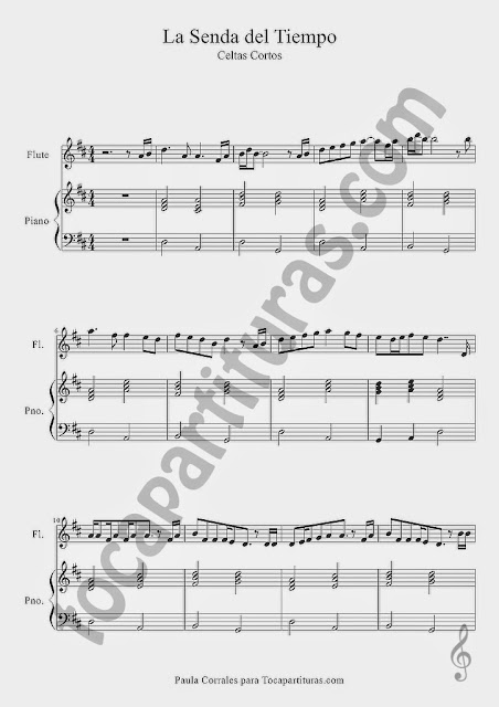  La Senda del Tiempo partitura de Flauta y Piano a duo Hoja 1 Sirve para Violín Oboe e instrumentos en Clave de Sol (pentagrama de arriba) Sheet Music