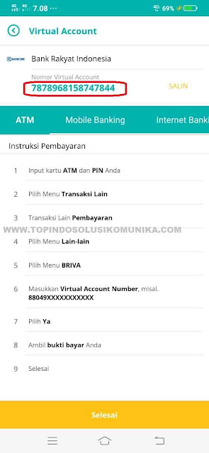 Anda akan mendapatkan nomor virtual account