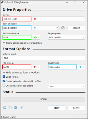 Setting Properties Rufus Portable