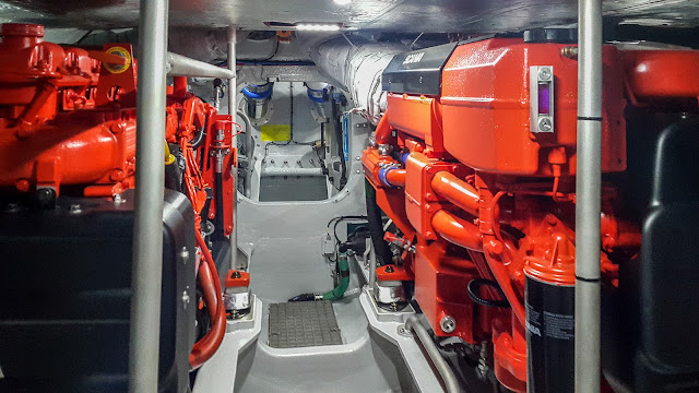 Photo of the new vessel's pristine engine room