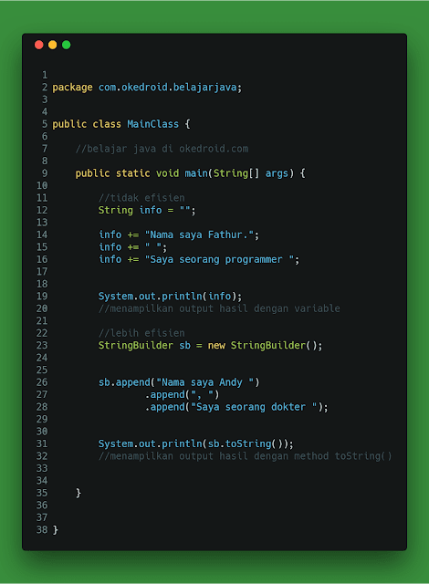 selain kita biasa memakai class String  Belajar Menggunakan Method StringBuilder pada Program Java