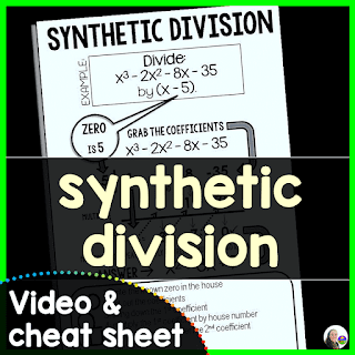synthetic division cheat sheet (free)