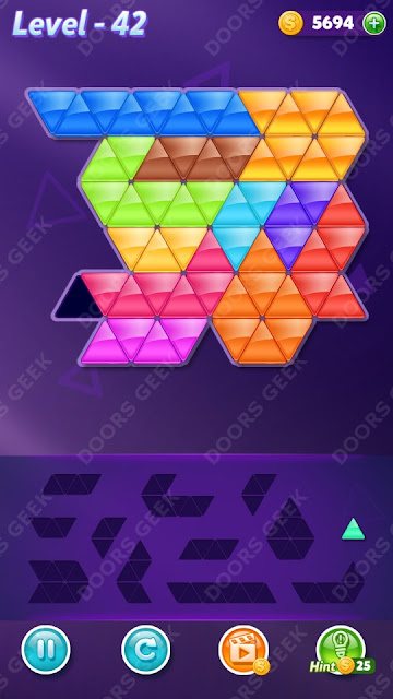 Block! Triangle Puzzle 12 Mania Level 42 Solution, Cheats, Walkthrough for Android, iPhone, iPad and iPod