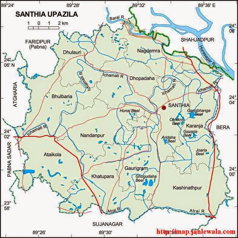 santhia upazila map of bangladesh