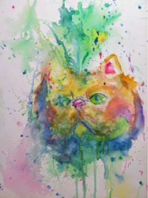 art, art show, cats, yarn, watercolor, painting